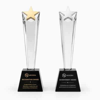 STELLAR Crystal Trophy with Metal Star