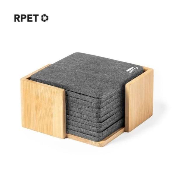 Kazemi – RPET Felt Coaster with Bamboo Stand