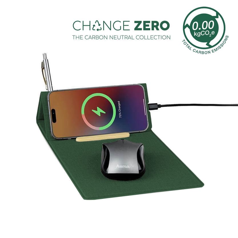 BLACE - CHANGE ZERO Recycled PU 15W Wireless Mousepad & Desk Organizer