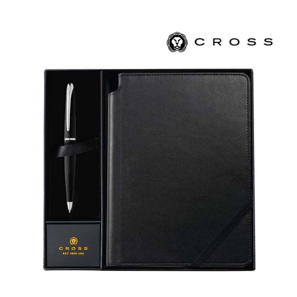 Cross ATX® Basalt Black Ballpoint Pen with Classic Black Journal Gift Set