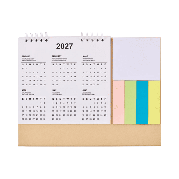 Kelros – Desk Calendar with Sticky Notes and Memo Pad