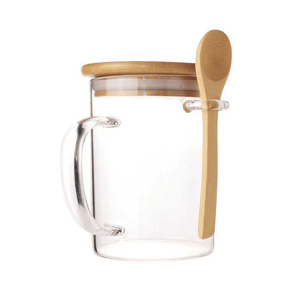 Rikawa – Glass Mug with Bamboo Lid and Spoon